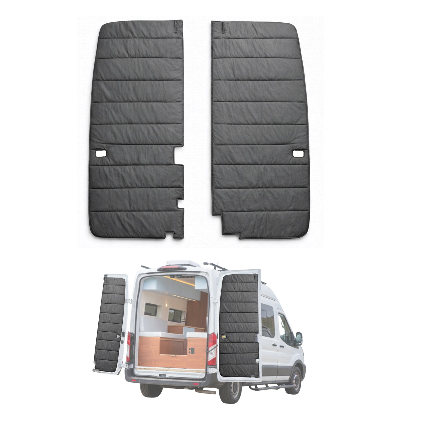 Maxx Cover Lite Edition: Insulated Rear Door Covers for Ford Transit High Roof (2015-Current)