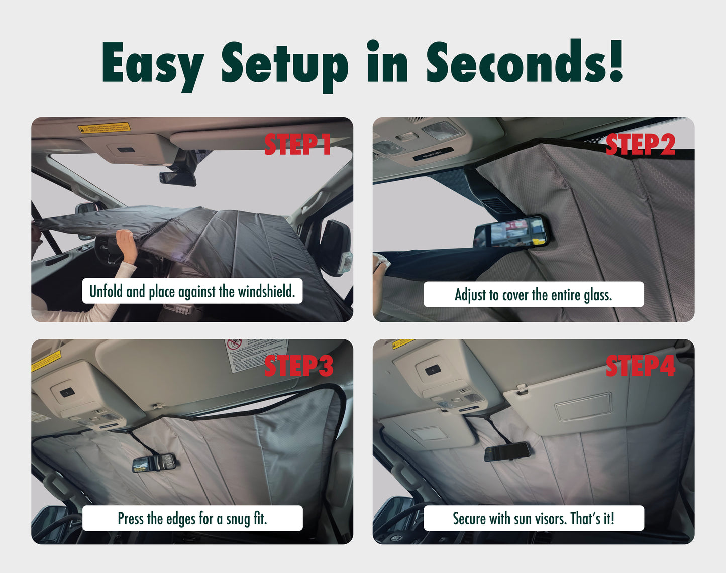 Front Windshield Window Cover for Mercedes-Benz Sprinter Vans (2007–Present) – Compatible with NCV3 & VS30