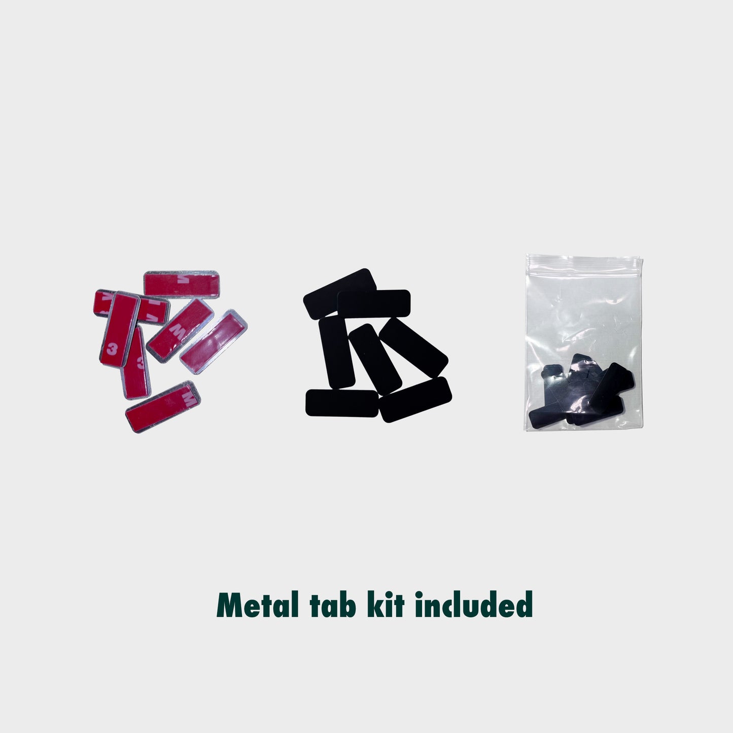 Image of the metal tab kit included for installing the insulated black-out bunk window cover, designed for CRL & VWD windows.