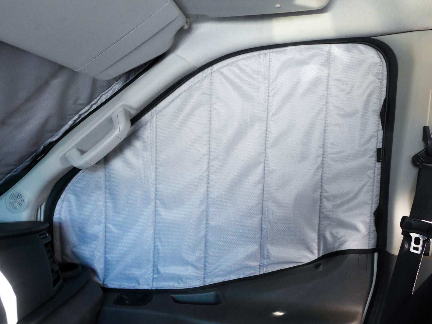 Image of the passenger side cover seamlessly attached to the window with the door closed, showcasing a perfect fit and sleek installation.