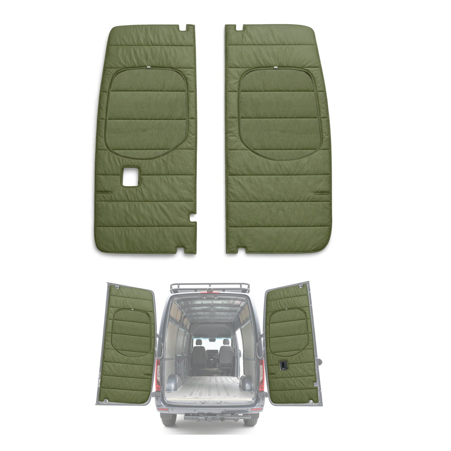 Maxx Cover Pro Edition: Insulated Rear Door Covers for Mercedes Sprinter High Roof VS30 (2019-Current)