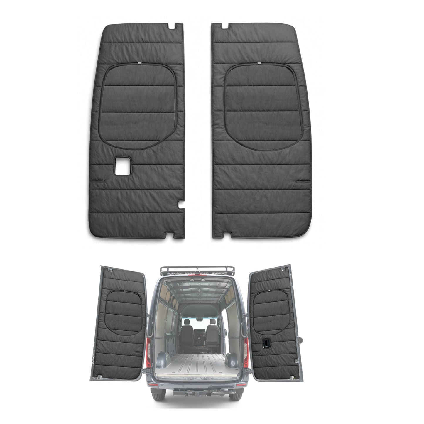 Maxx Cover Pro Edition: Insulated Rear Door Covers for Mercedes Sprinter High Roof VS30 (2019-Current)