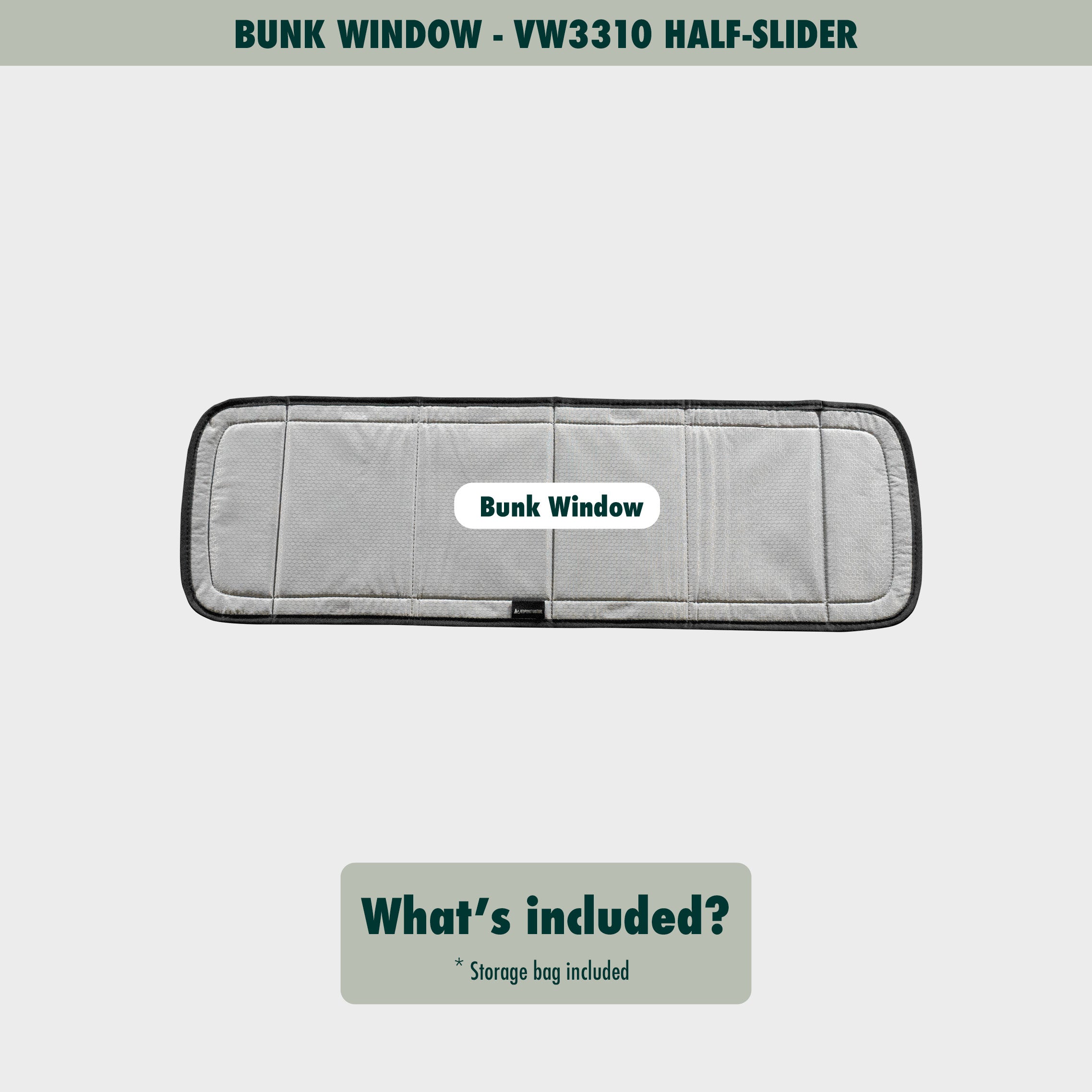 Flat lay image showcasing the Transit bunk cover, highlighting its size, shape, and durable material.